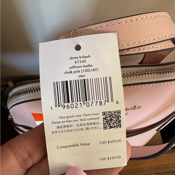 Kate Spade Staci Dome Zip Leather Backpack Pink Saffiano - Picture 3 of 6